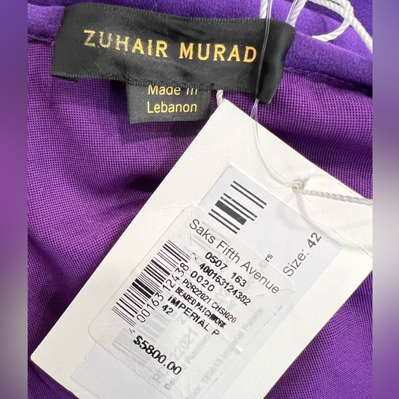 Zuhair Murad Silk Chiffon Beaded V-Neck Gown Dress - Picture 11 of 15